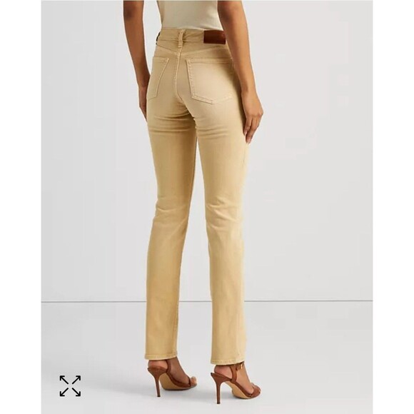 Lauren Ralph Lauren Women Mid-Rise Straight Leg Jeans Beige stretch size 10 - Picture 2 of 9